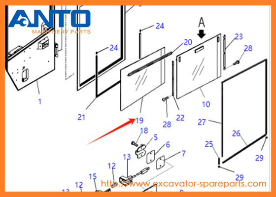 421-925-4711 4219254711 Glass Fit KOMATSU Escavação WA380 WA430 WA450 WA470 WA480 WA500