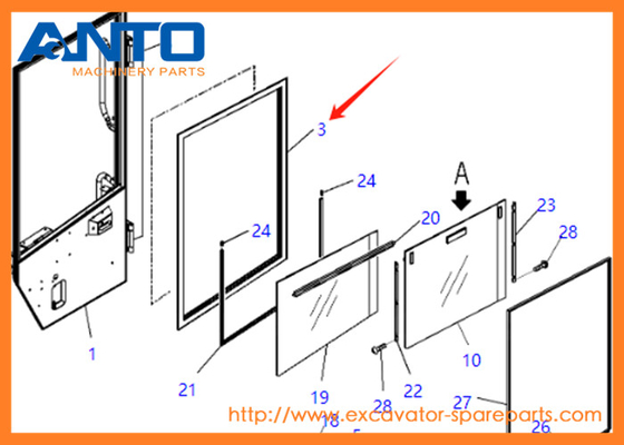 421-925-4641 4219254641 Glass Fit KOMATSU Escavação WA380 WA430 WA450 WA470 WA480 WA500